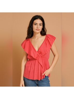 Bcbgmaxazria Women's Pink Ruffle Top